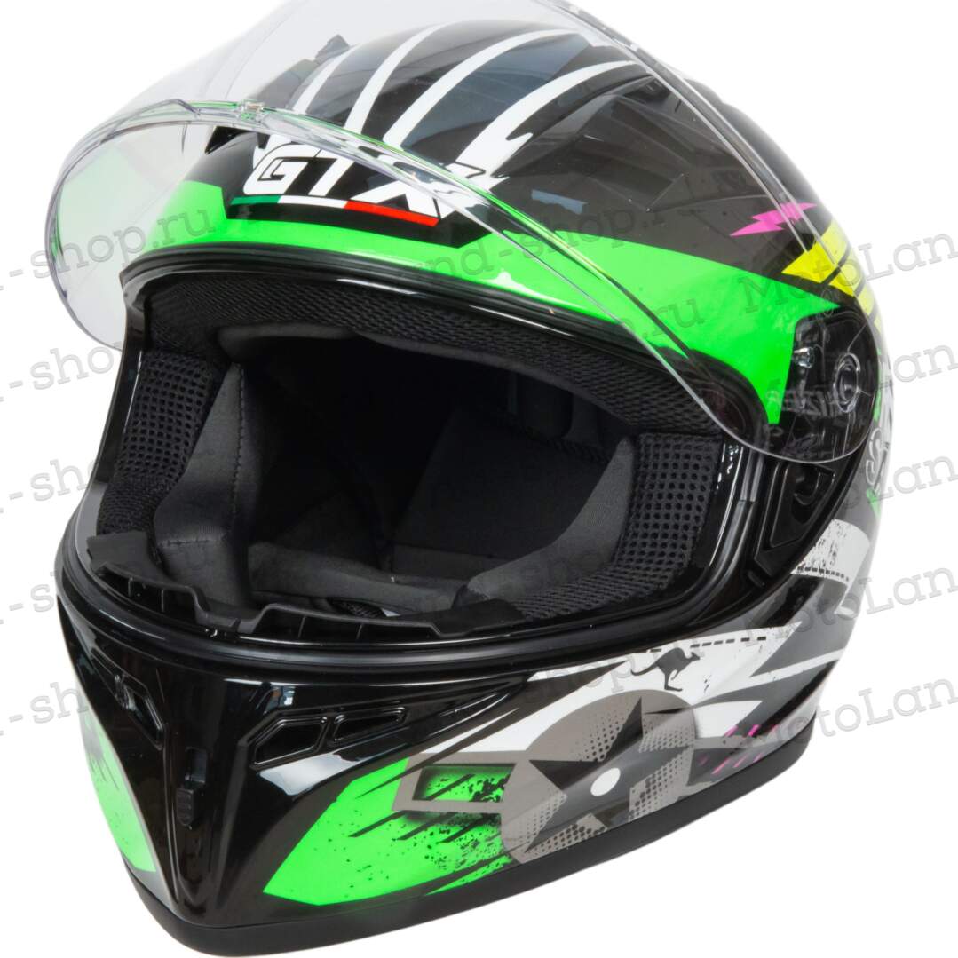 Шлем мото интеграл GTX 578S №1 (S) BLACK / FLUO GREEN YELLOW подростковый Шлем мото интеграл GTX 578S №1 (S) BLACK / FLUO GREEN YELLOW подростковый
