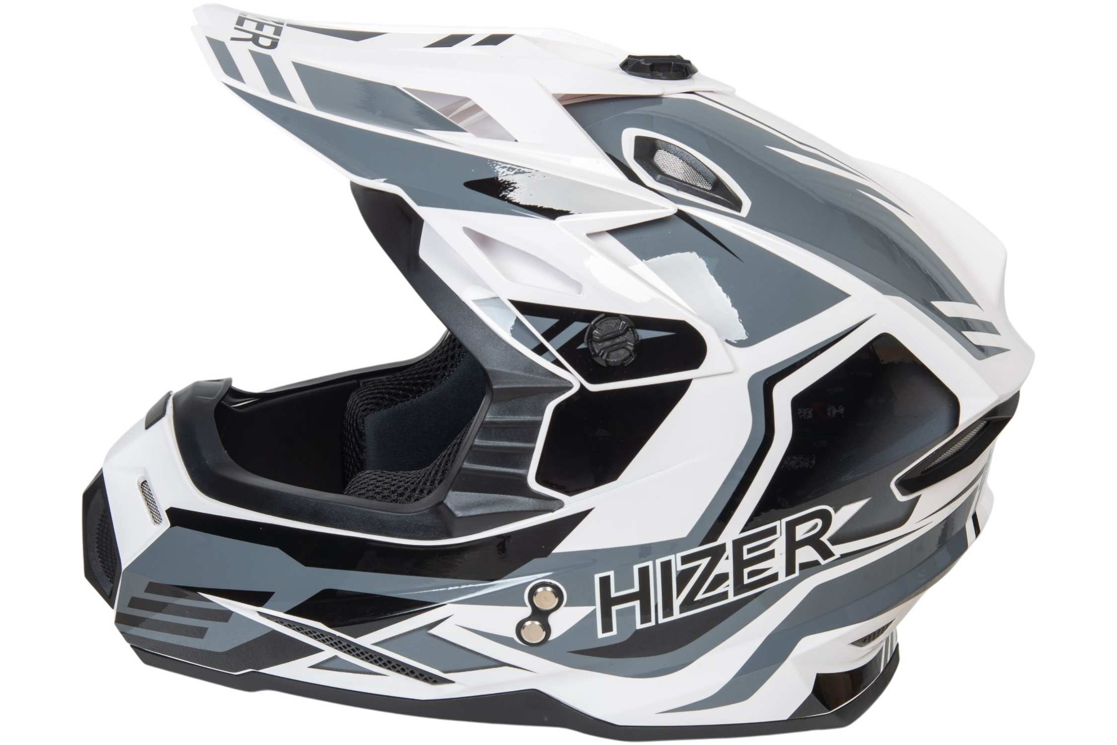 Шлем мото кроссовый HIZER J6801 №4 (S) white/gray