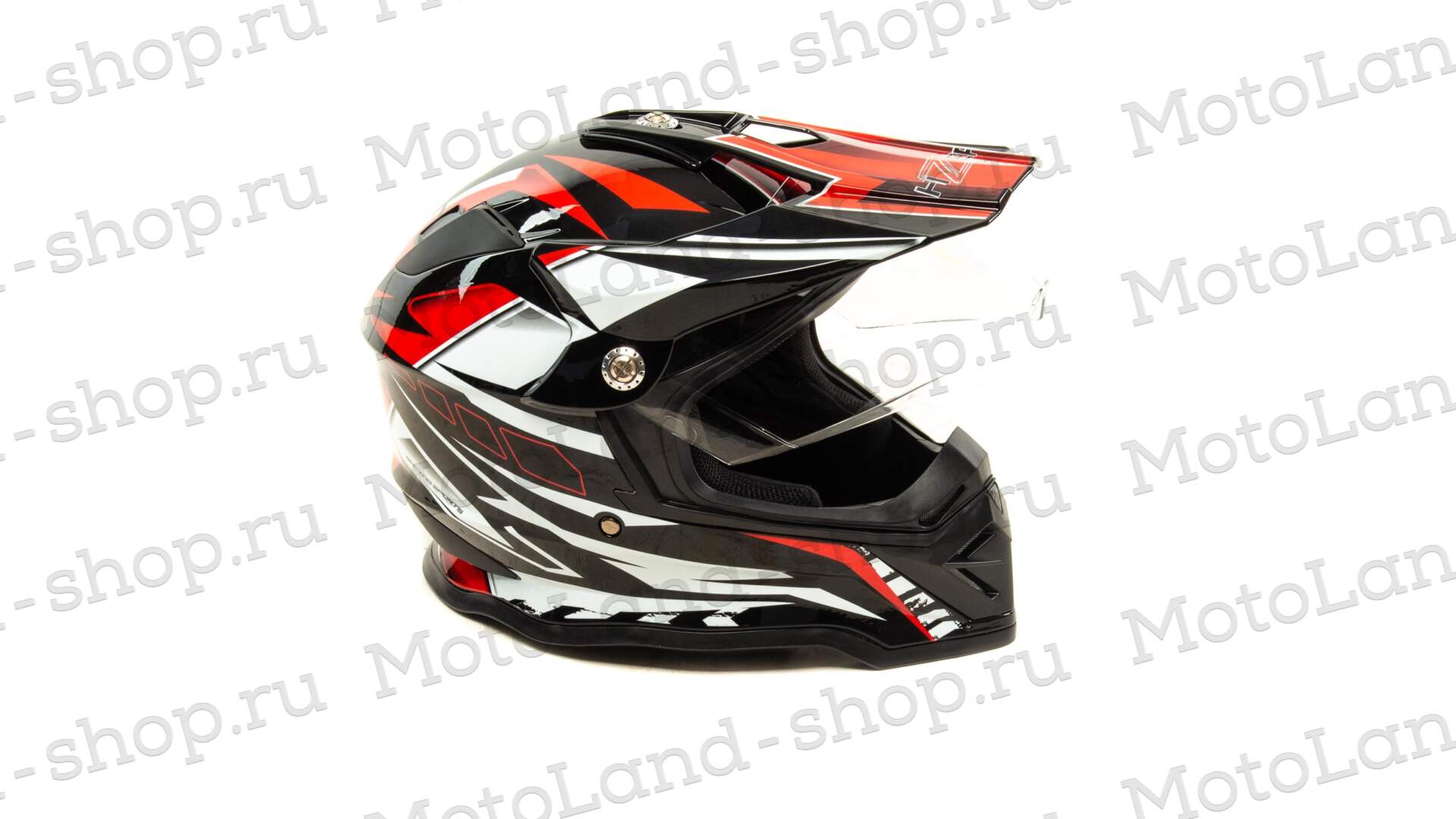 Шлем мото мотард HIZER B6197-1 №2 (S) black/red/white