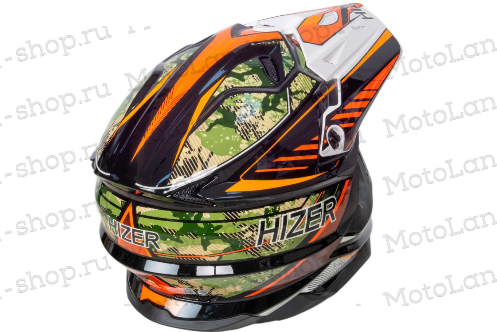 Шлем мото кроссовый HIZER J6803 №6 (S) BLACK/NEON/ORANGE