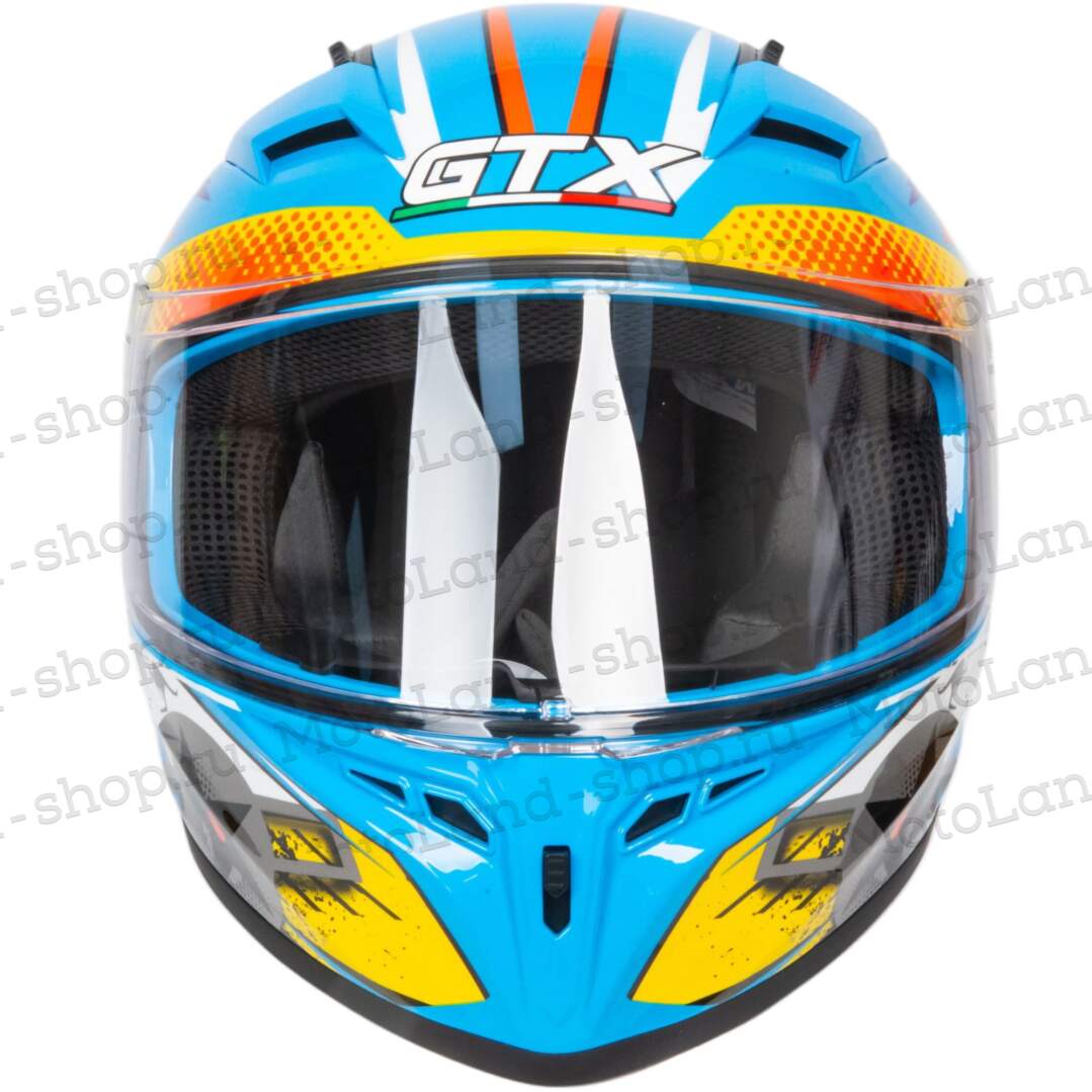 Шлем мото интеграл GTX 578S №2 (S) BLUE / ORANGE YELLOW подростковый Шлем мото интеграл GTX 578S №2 (S) BLUE / ORANGE YELLOW подростковый