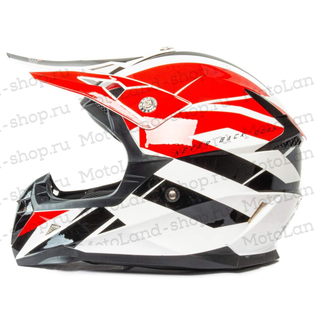 Шлем мото кроссовый HIZER 915 №9 (M) white/red/black