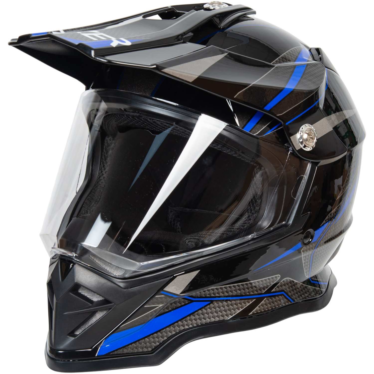 Шлем мото мотард HIZER B6197-1 №6 (M)  black/blue