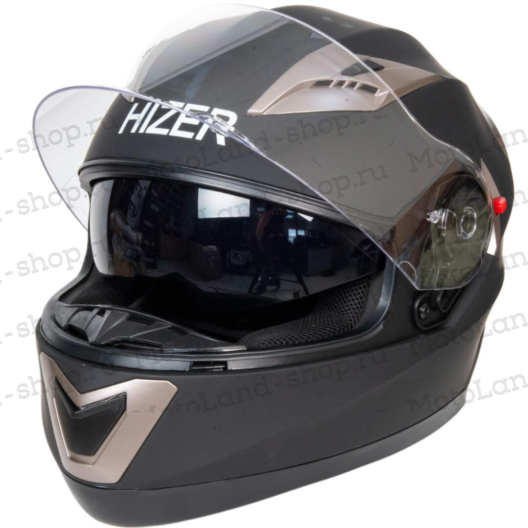 Шлем мото интеграл HIZER 529 №1 (M)  matte-black (2 визора)