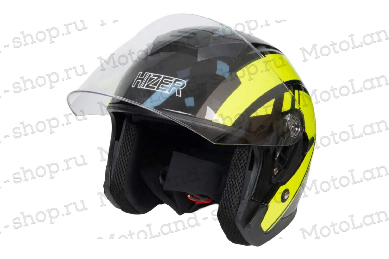Шлем мото открытый HIZER J222 №2 (S) black/yellow (2 визора)