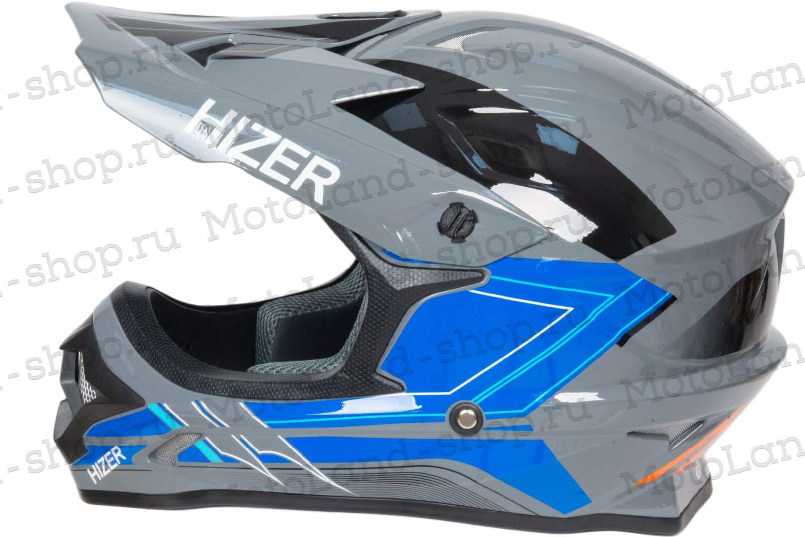 Шлем мото кроссовый HIZER J6805 №4 (L) grey/blue