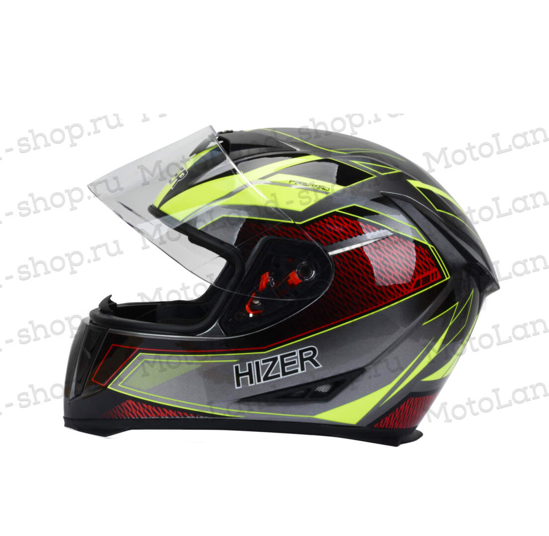 Шлем мото интеграл HIZER J5311 №4 (XL)  gray/neon yellow