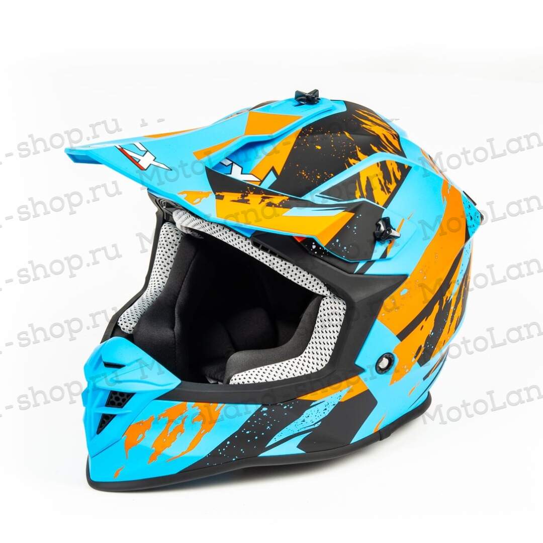 Шлем мото кроссовый GTX 633 №2 (L) BLUE/ORANGE BLACK
