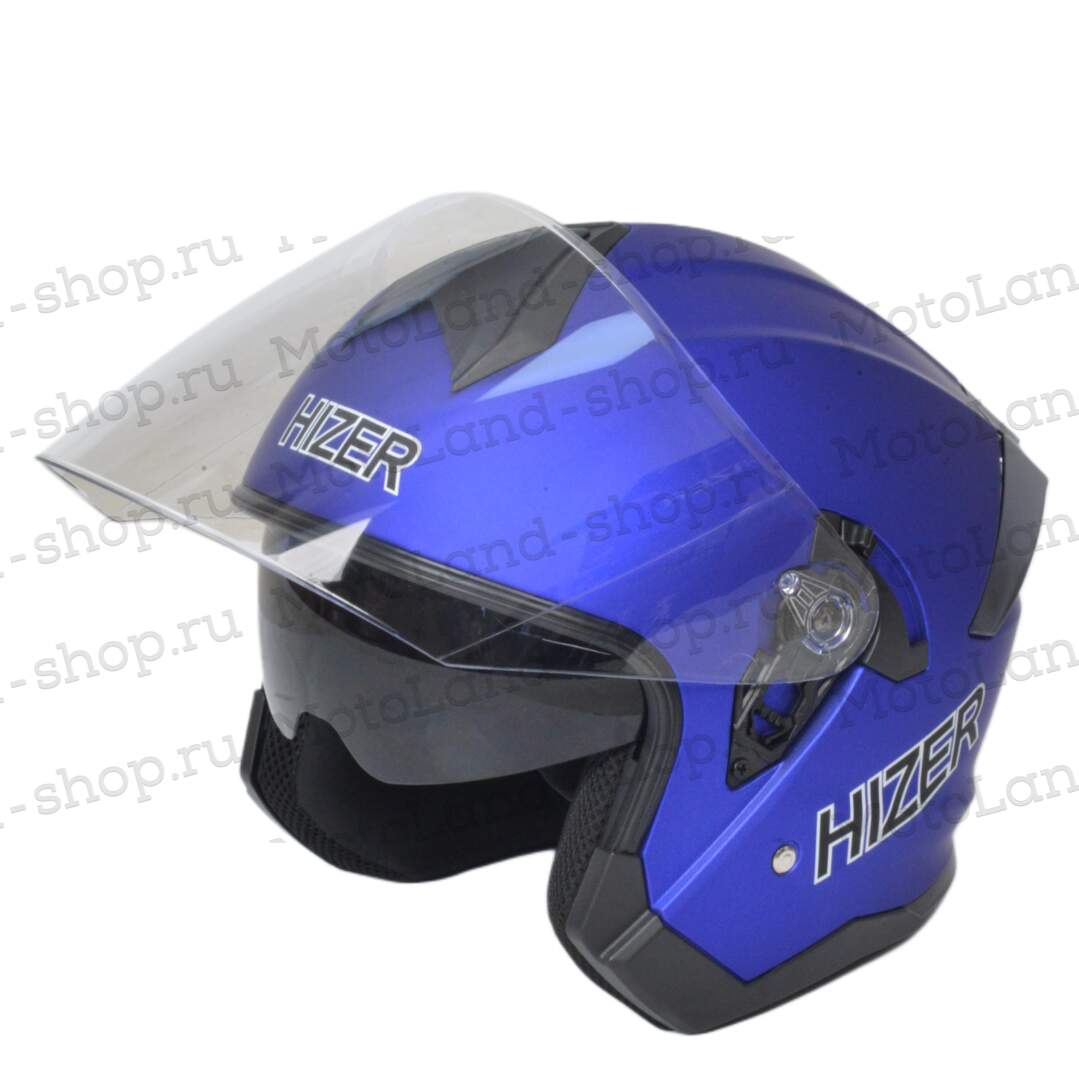 Шлем мото открытый HIZER J232 №2 (XL) matte blue (2 визора)