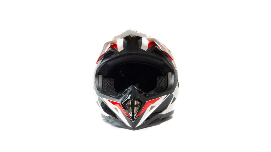 Шлем мото кроссовый HIZER 915 #9 (L) white/red/black