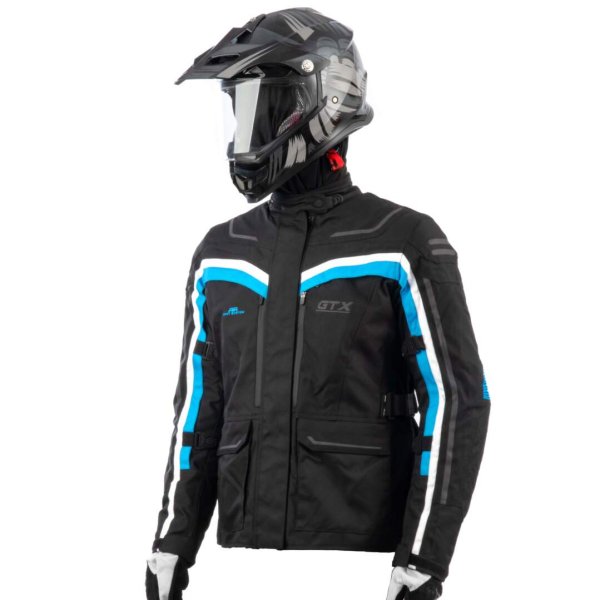 Куртка мотоциклетная (текстиль) женская GTX EJ-2424 BLACK/LIGHT BLUE (XL)
