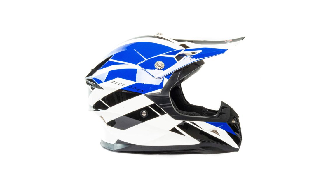 Шлем мото кроссовый HIZER 915 #8 (XL) white/blue/black
