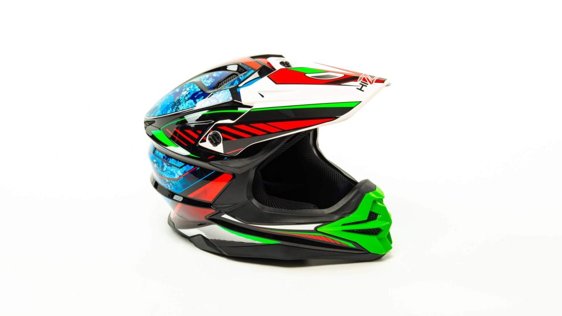 Шлем мото кроссовый HIZER J6803 #6 (S) BLACK/BLUE/GREEN