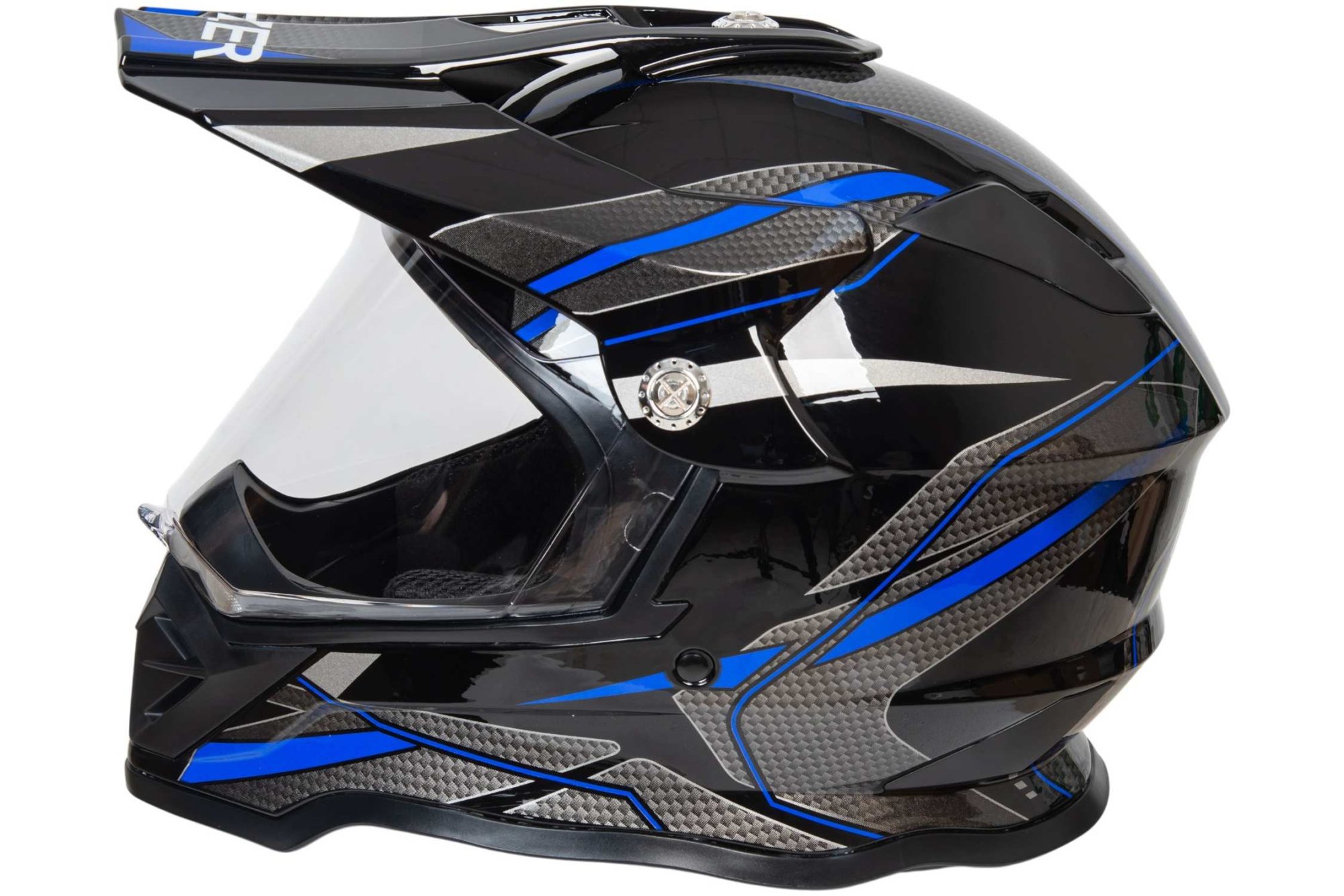 Шлем мото мотард HIZER B6197-1 №6 (S) black/blue