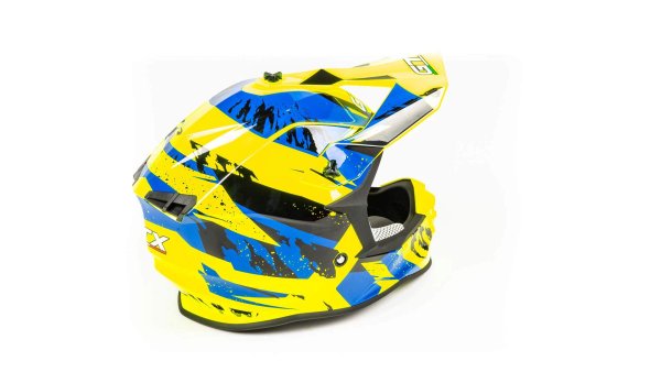 Шлем мото кроссовый GTX 633 #1 (M) FLUO YELLOW/BLUE BLACK