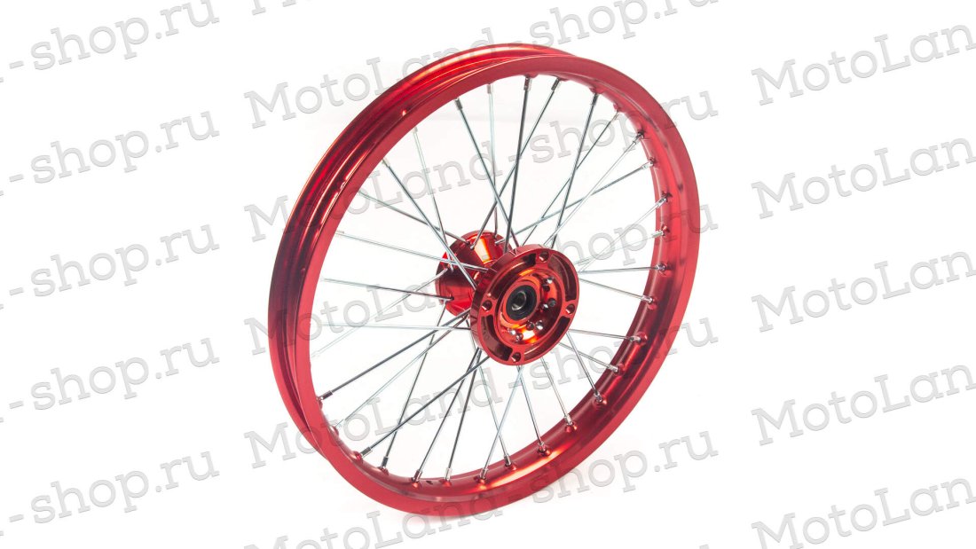 Обод передний 17" (1,60-R17 d=15mm) CNC ступица, алюминий/красный X-TECH