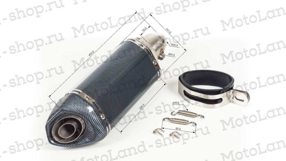 Глушитель AKRAPOVIC  #7 шестигранный карбон