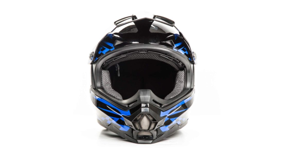 Шлем мото кроссовый HIZER B6196 #2 (S) black/blue
