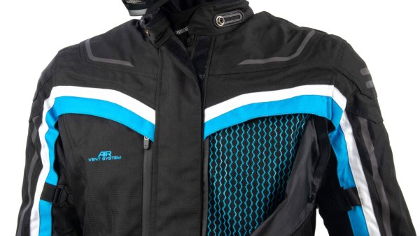 Куртка мотоциклетная (текстиль) женская GTX EJ-2424 BLACK/LIGHT BLUE (S)