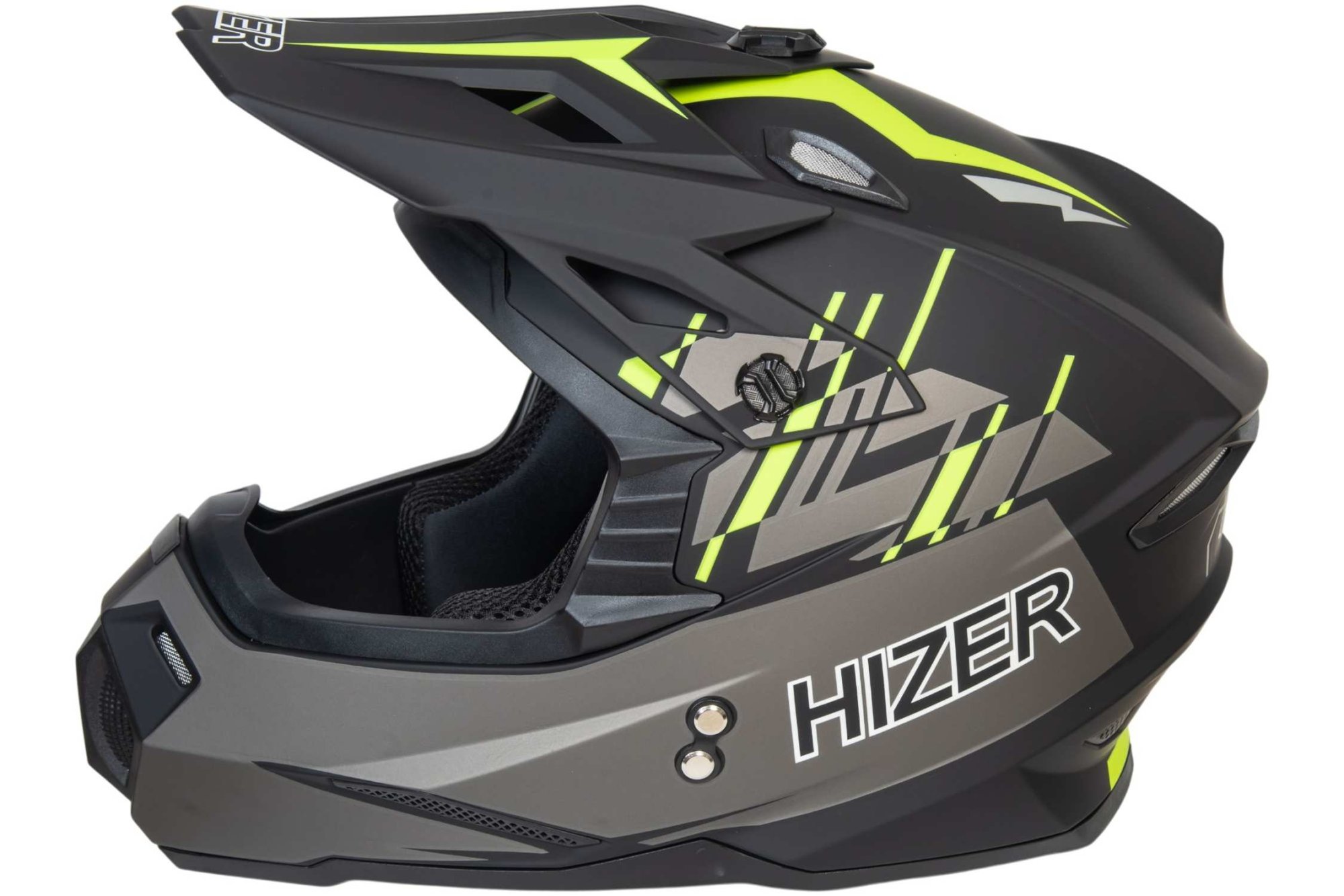 Шлем мото кроссовый HIZER J6801 №1 (S) gray/lemon