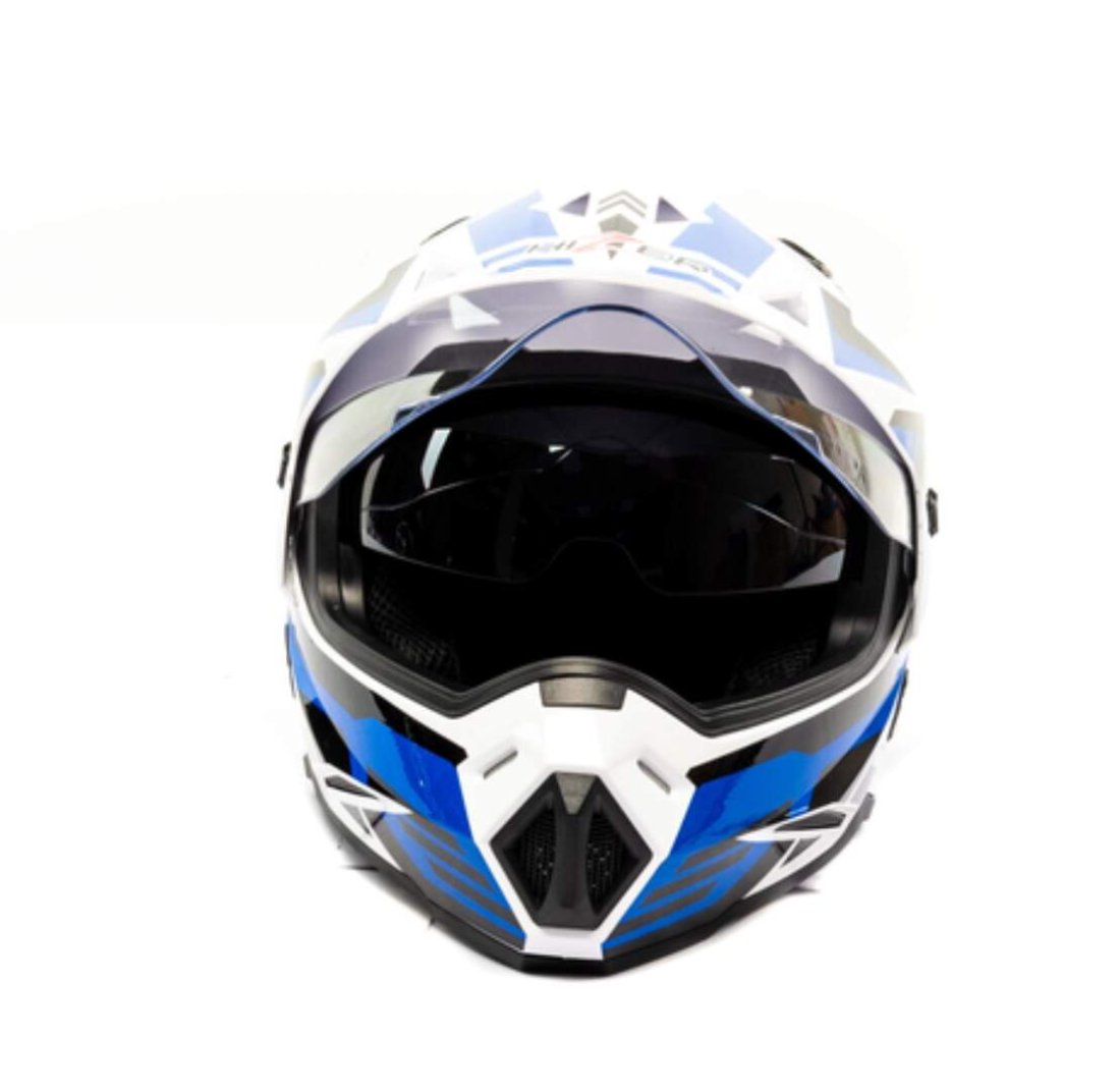 Шлем мото мотард HIZER J6802 #6 (XL) white/blue (2 визора)