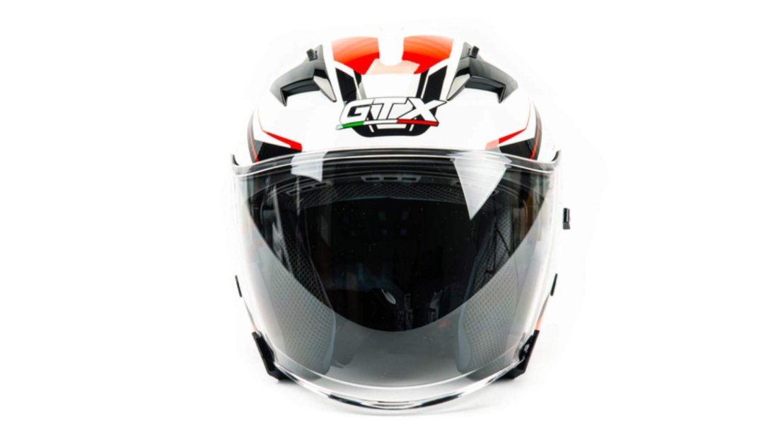 Шлем мото открытый GTX 278 #3 (S) WHITE/RED BLACK (2 визора)