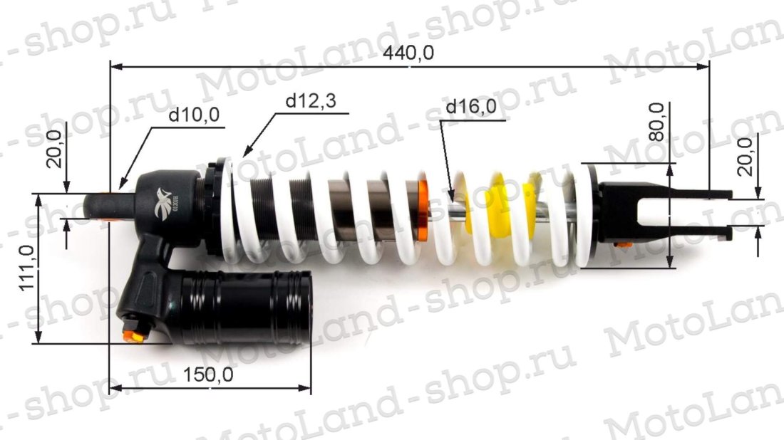 Амортизатор L=440 центральный с бачком