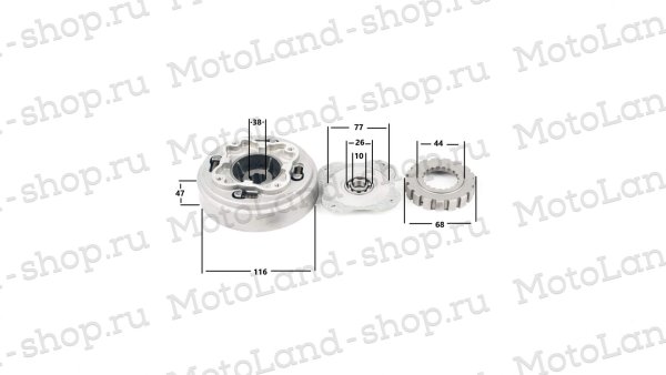 Барабан сцепления в сборе 154FMI-2 (S125) (54*54) (механика) 125см3 ZS