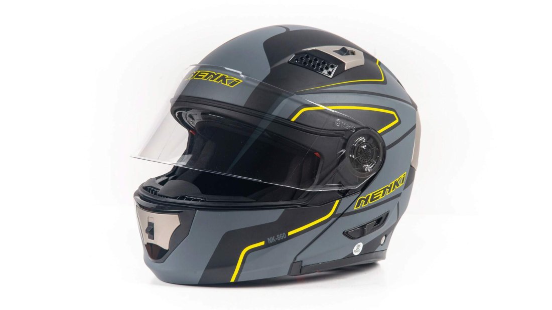 Шлем мото NENKI 860 (XL) #1 black/yellow