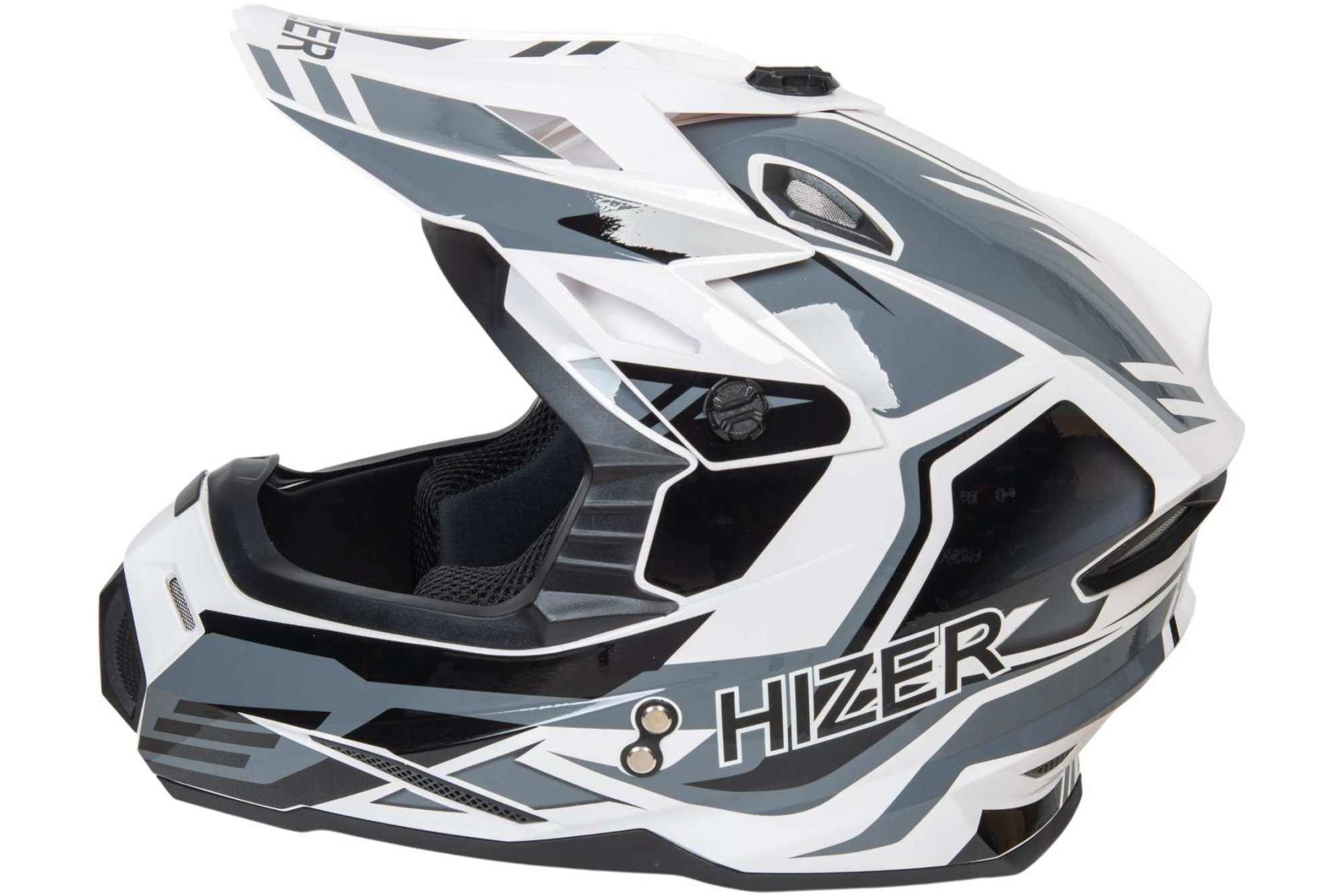 Шлем мото кроссовый HIZER J6801 №4 (L) white/gray