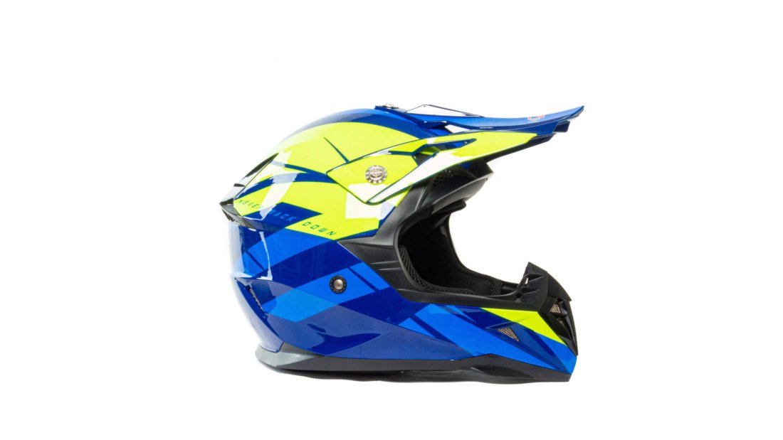 Шлем мото кроссовый HIZER 915 #6 (M) havy/neon/yellow/blue