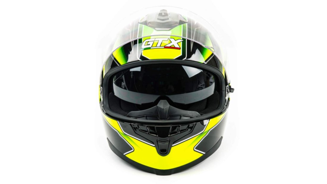 Шлем мото интеграл GTX 5672 #3 (XL) BLACK/FLUO YELLOW GREEN (2 визора)