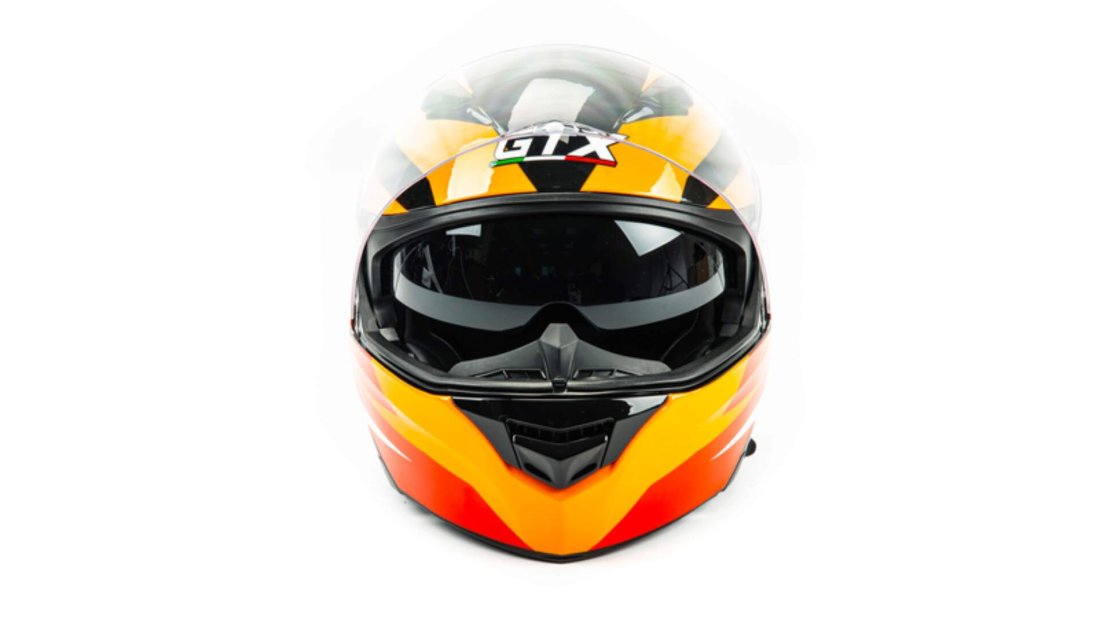 Шлем мото модуляр GTX 550 #2 (XL) BLACK/WHITE ORANGE RED (2 визора)