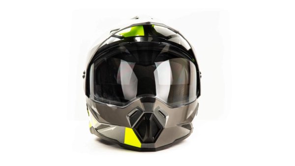 Шлем мото мотард HIZER J6802 #1 (XL) gray/lemon (2 визора)